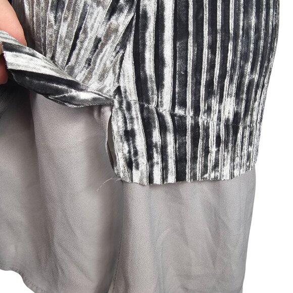 Shiny Pleated Dress Regency Core Party Glam Velvet Gray Origami by Vivien M - Picture 10 of 16